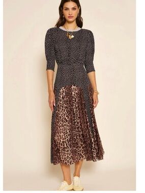 Rixo Meg Leopard Midi Dress